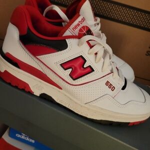New Balance 550 Red and White Sneakers